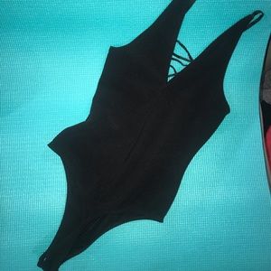 Black v neck body suit